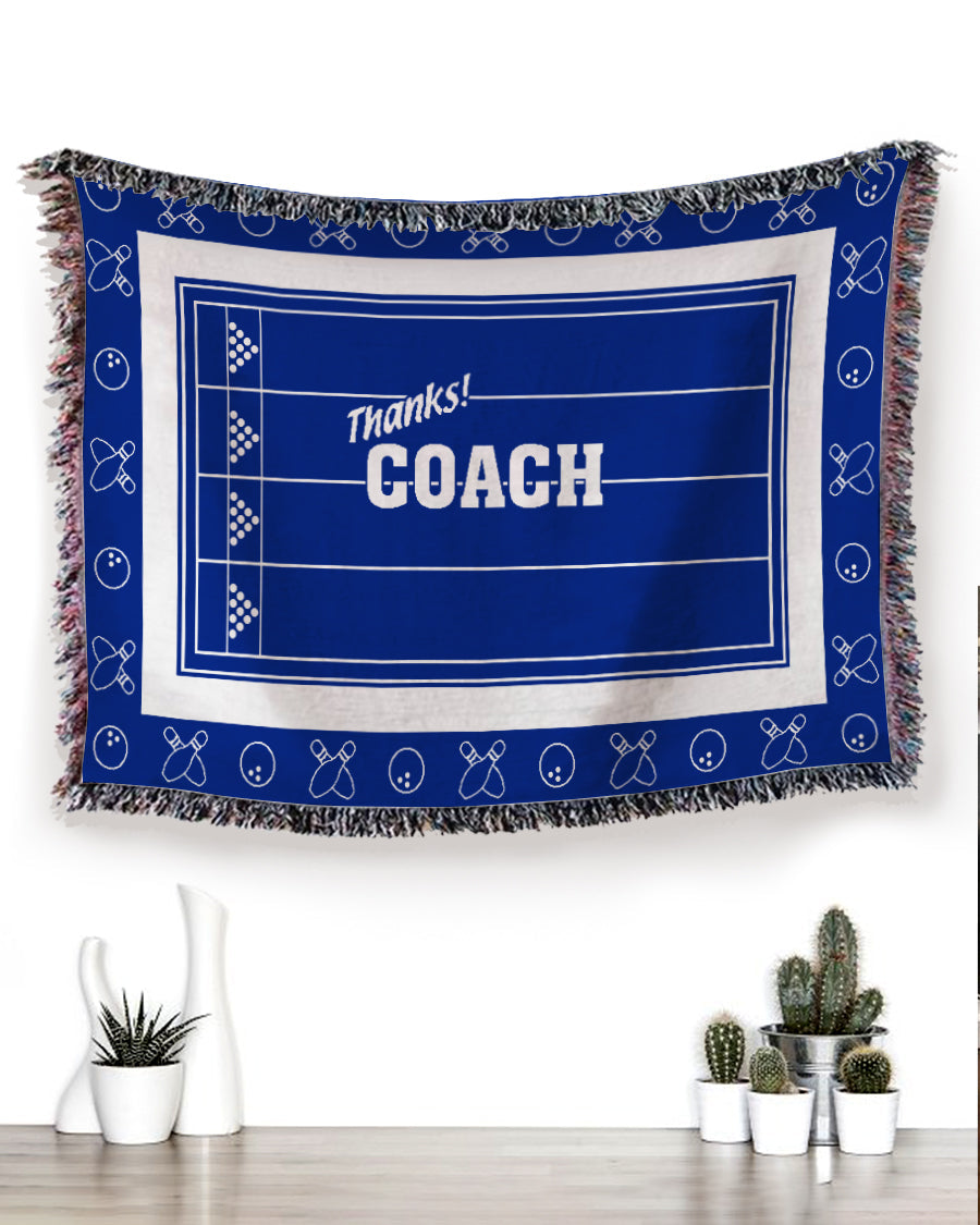 Woven Throw For Sports Lovers Christmas Gift, Thanks Coach – Bowling, Cotton Blanket