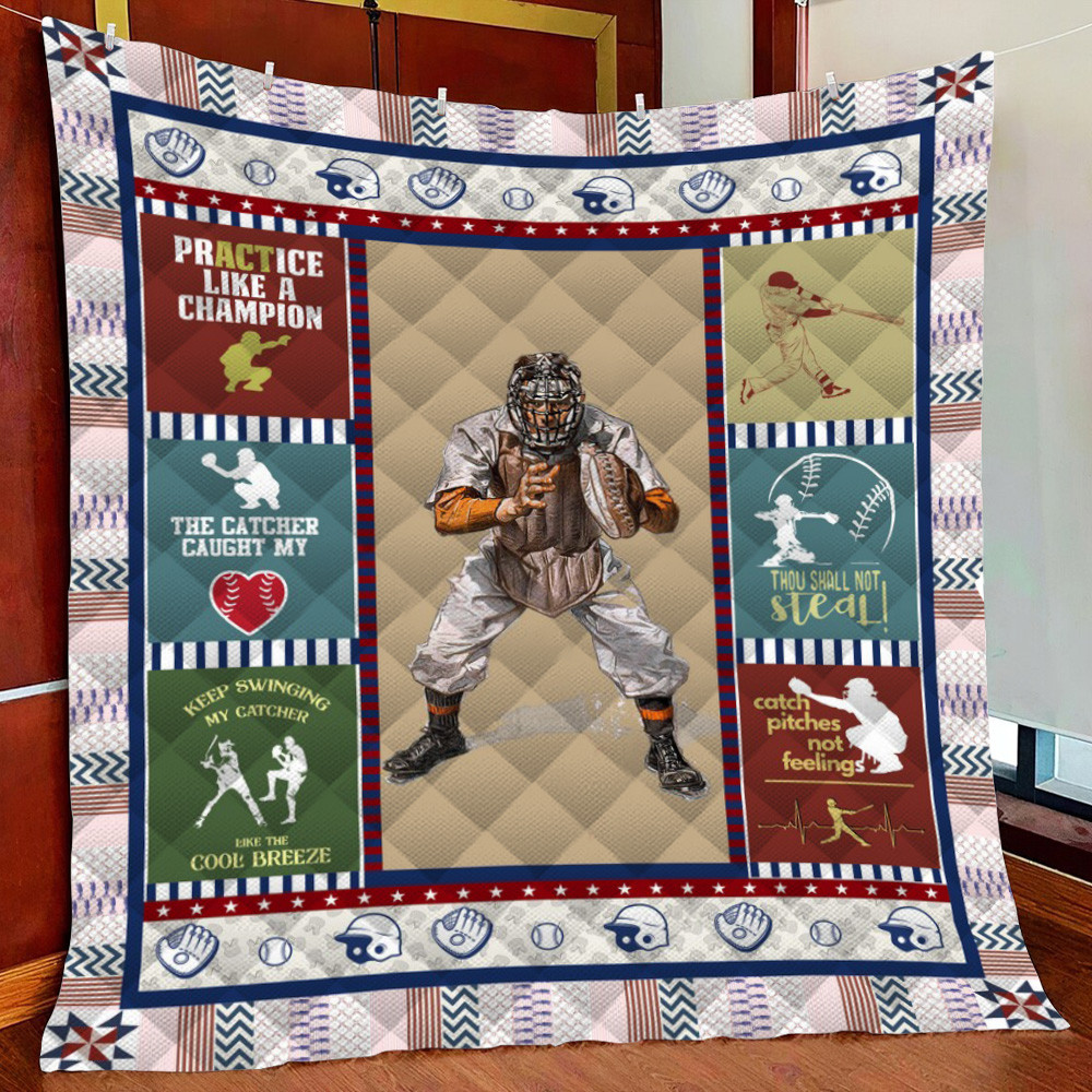 Baseball Catcher Fleece Blanket Quilt Blanket