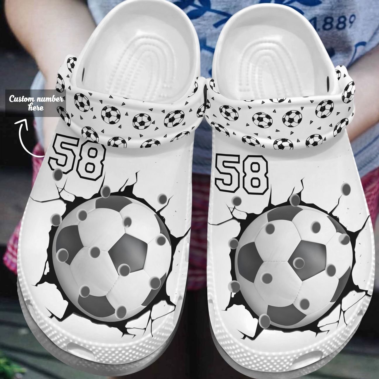 Soccer Personalized Personalize Clog, Custom Name, Text, Fashion Style For Women, Men, Kid, Print 3D Whitesole Soccer Lover