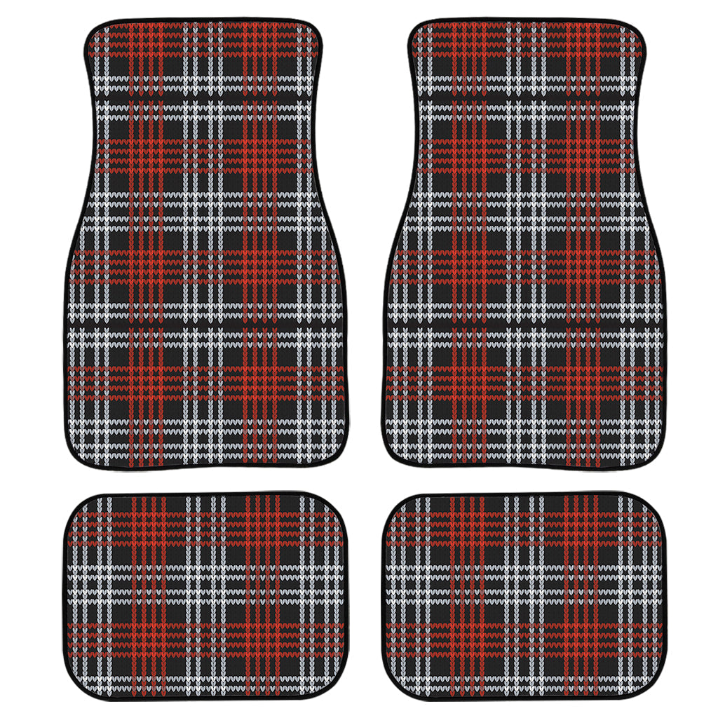 Tartan Knitted Pattern Print Front And Back Car Floor Mats, Front Car Mat