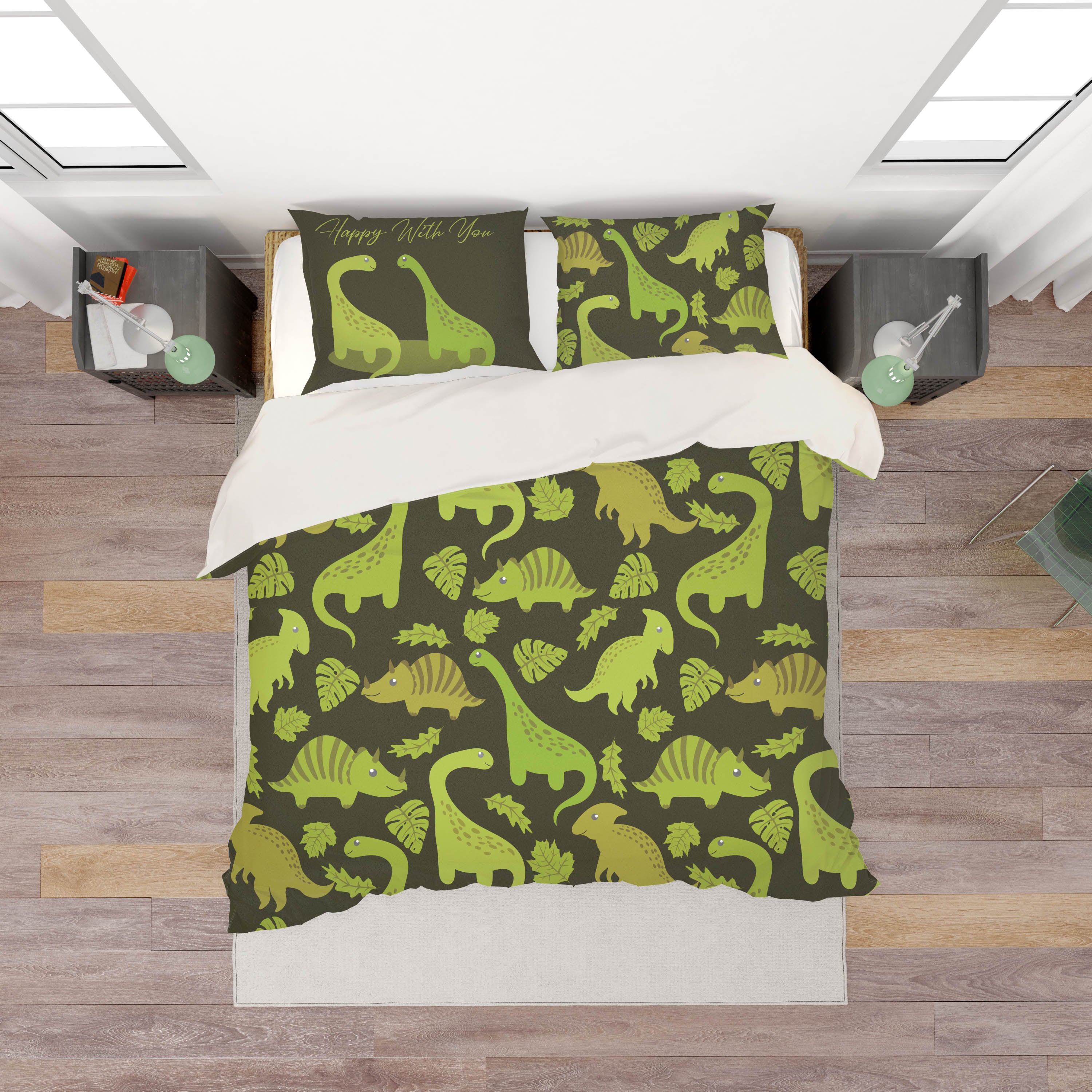 3D Dinosaur Green Quilt Cover Set Bedding Set Pillowcases 18