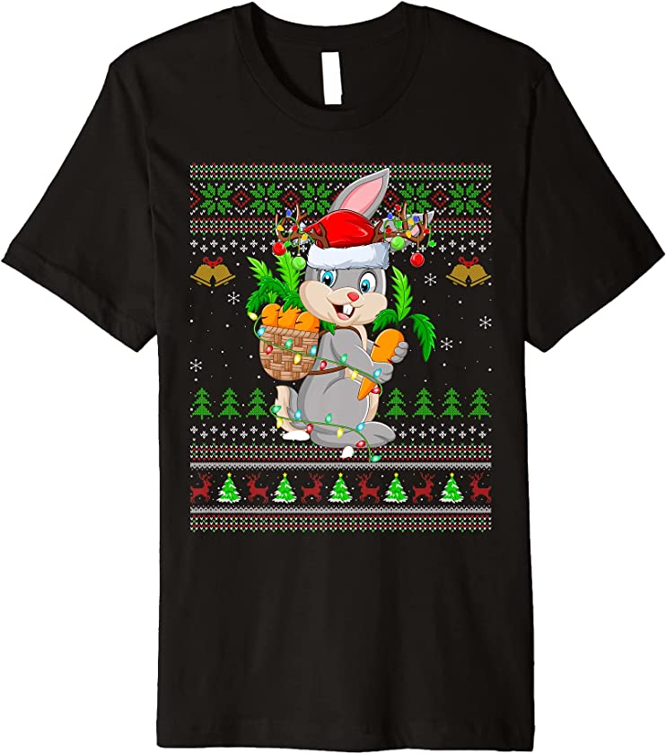 Rabbit Animal Lover Xmas Santa Rabbit Ugly Christmas Premium T-Shirt