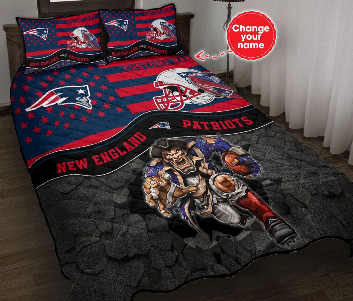 New England Patriots Personalized Quilt Set Bg22