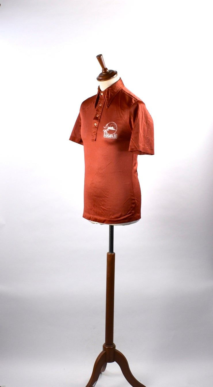 Orange Br Des Ann Es 1970 Maille Chemise Hawa Shirt