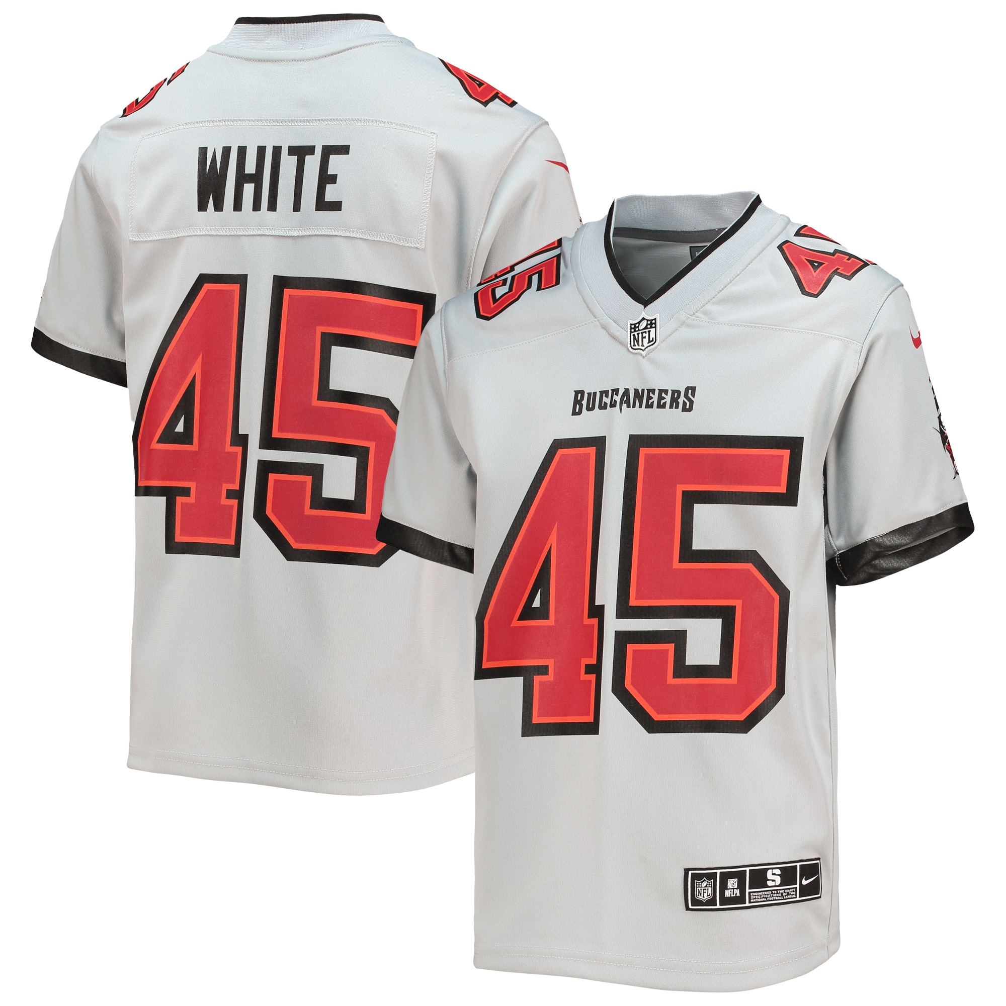 Youth Tampa Bay Buccaneers Devin White Gray Inverted Team Game Jersey