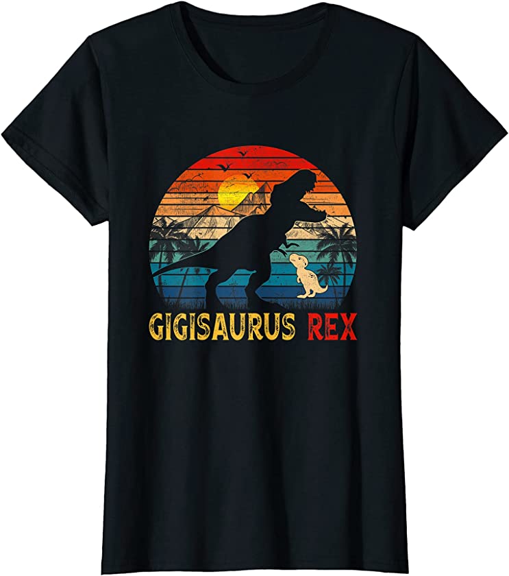 Womens Retro Vintage Gigisaurus Rex Gifts Family Mother’s Day T-Shirt