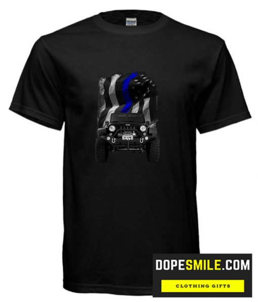 Jeep Thin Blue Line America Flag Jeep Shirt – Giftsluv