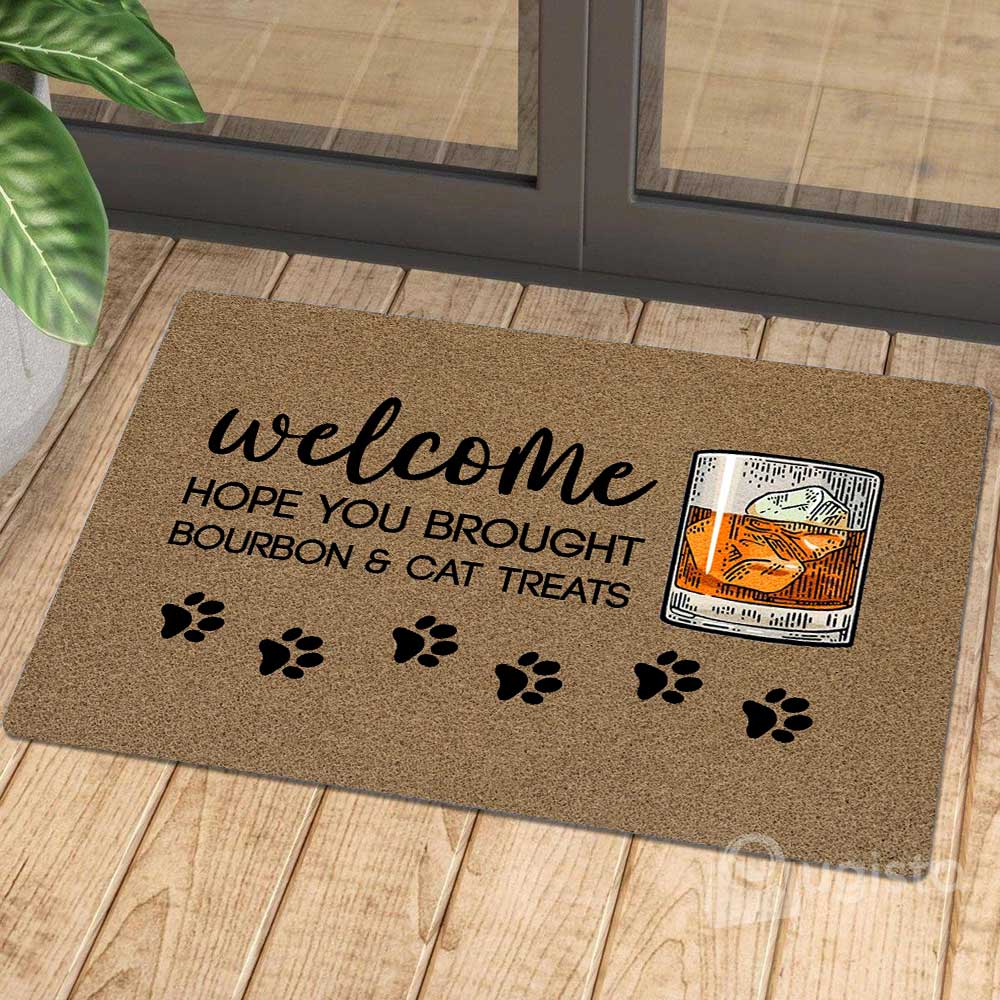 Hope You Brought Bourbon And Cat Treats 01 All Over Printing Doormat Pre2347