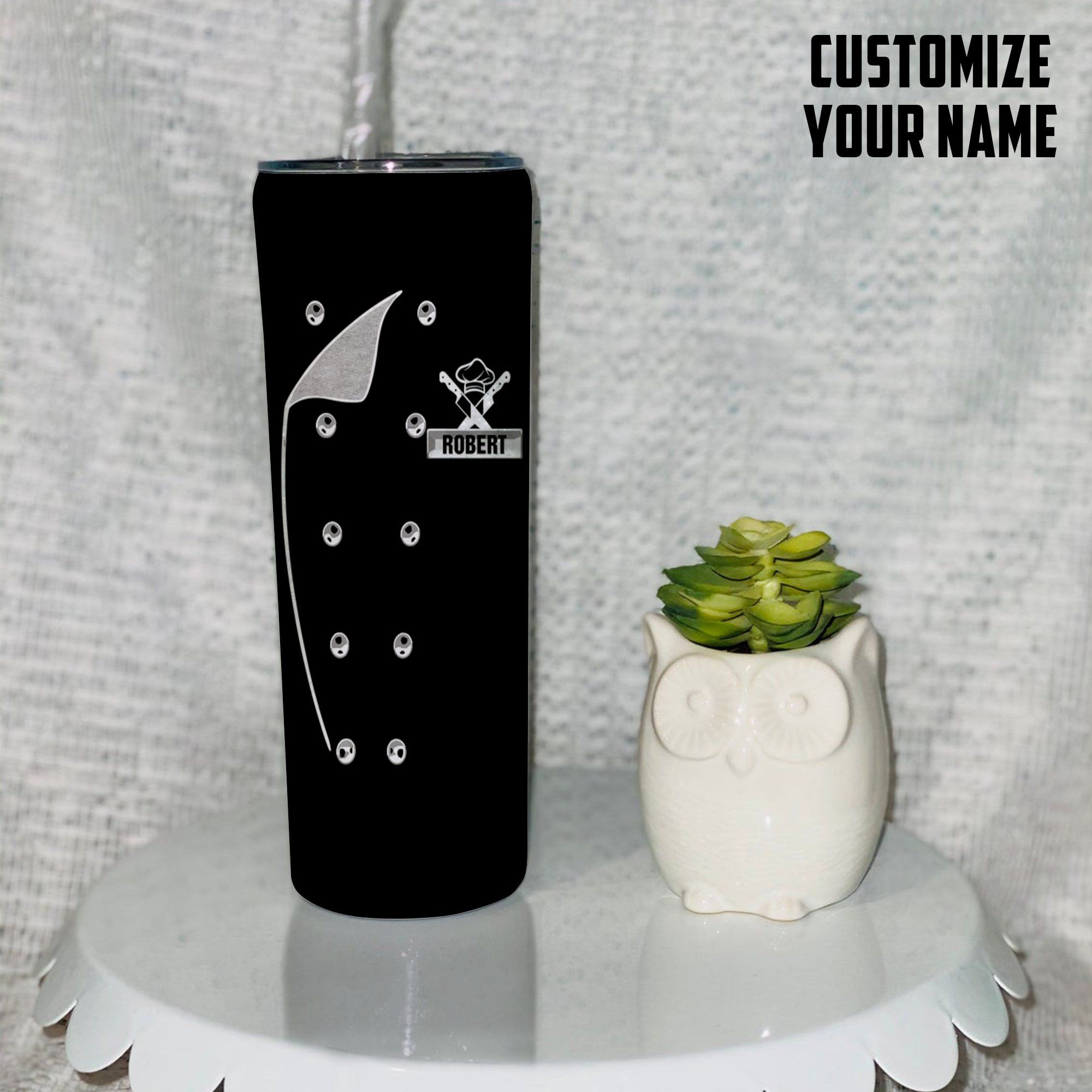 3D Chef Black Nutrition Custom Name Tumbler
