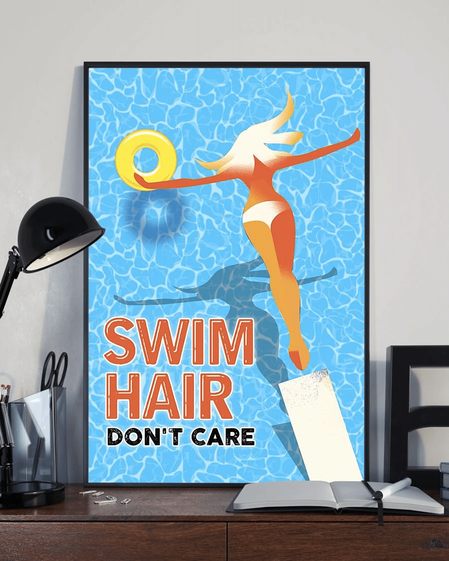 Swimming Poster Canvas – Swim Hair Dont Care Vintage Home Decor Wall Art – Summer Beach Poster Canvas – Evg80129