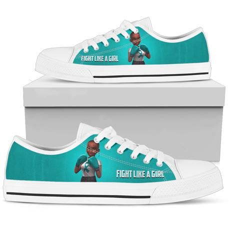 Teal Melanin Girl Cancer Awareness Low Top Shoes