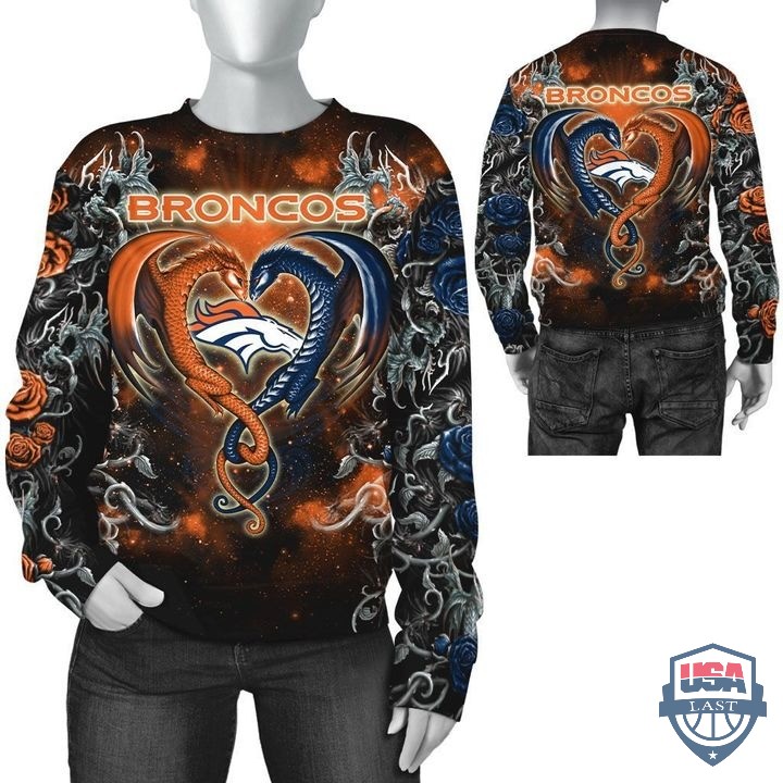 Denver Broncos Dragon Orange Black Gift For Fan 3D Full Printing Sweatshirt