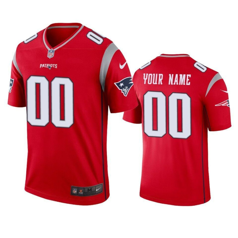 New England Patriots Custom Red Inverted Legend 3D Jersey