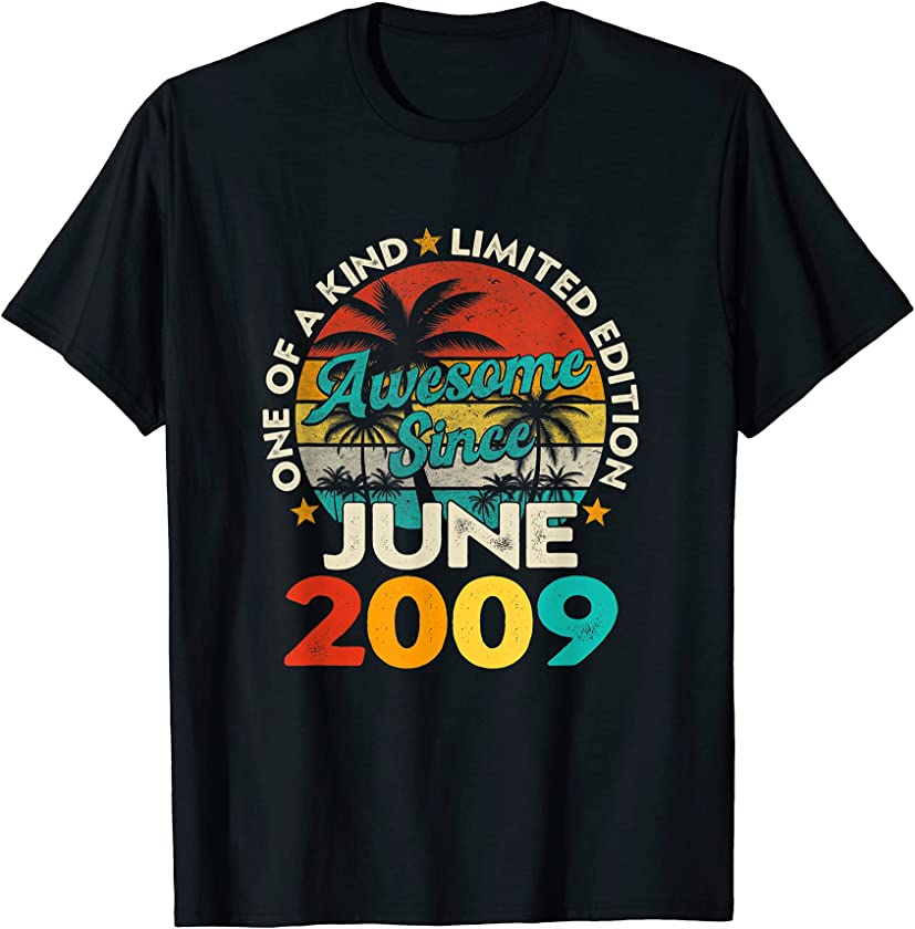 12th Birthday Vintage June 2009 12 Year Old Retro Boys Girls T-Shirt