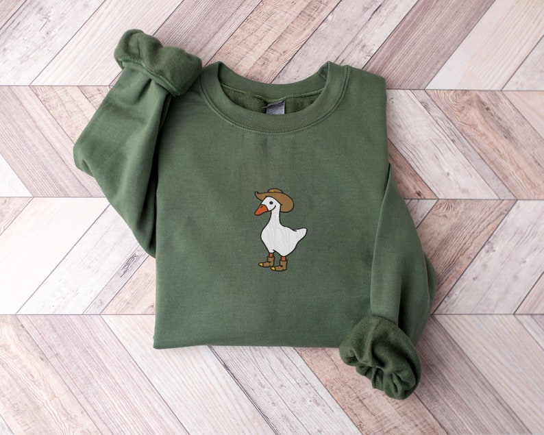 Silly Cowboy Goose Embroidered Sweatshirt 2D Crewneck Sweatshirt All Over Print Sweatshirt For Women Sweatshirt For Men Sws3115