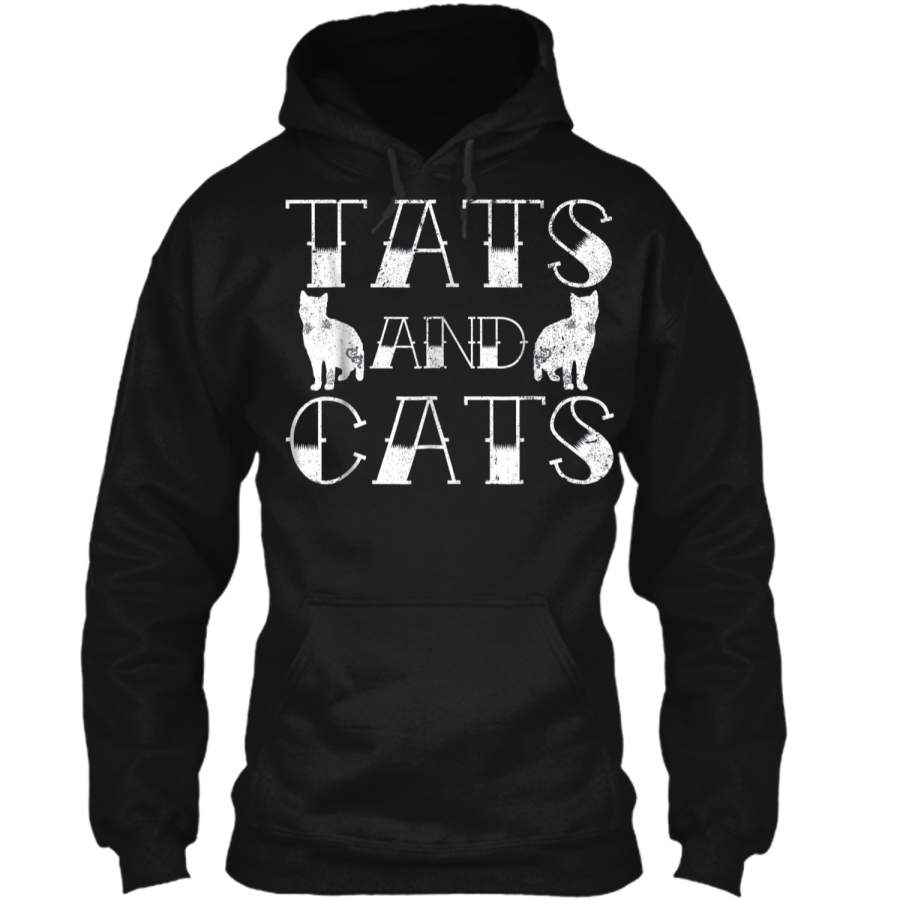 Tats And Cats  Kitten & Tattoo Lover Gift Pullover Hoodie 8 oz