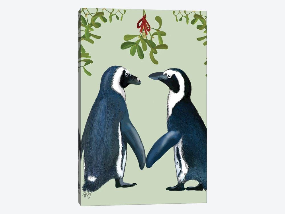 Penguins And Mistletoe Canvas Poster 8″x12″ 12×18″ 18″x26″ 24″x36″ 30″x45″