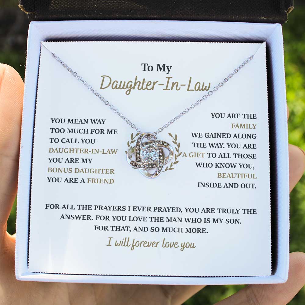 To My Daughter-In-Law – You Are My Bonus Daughter Love Knot Necklace