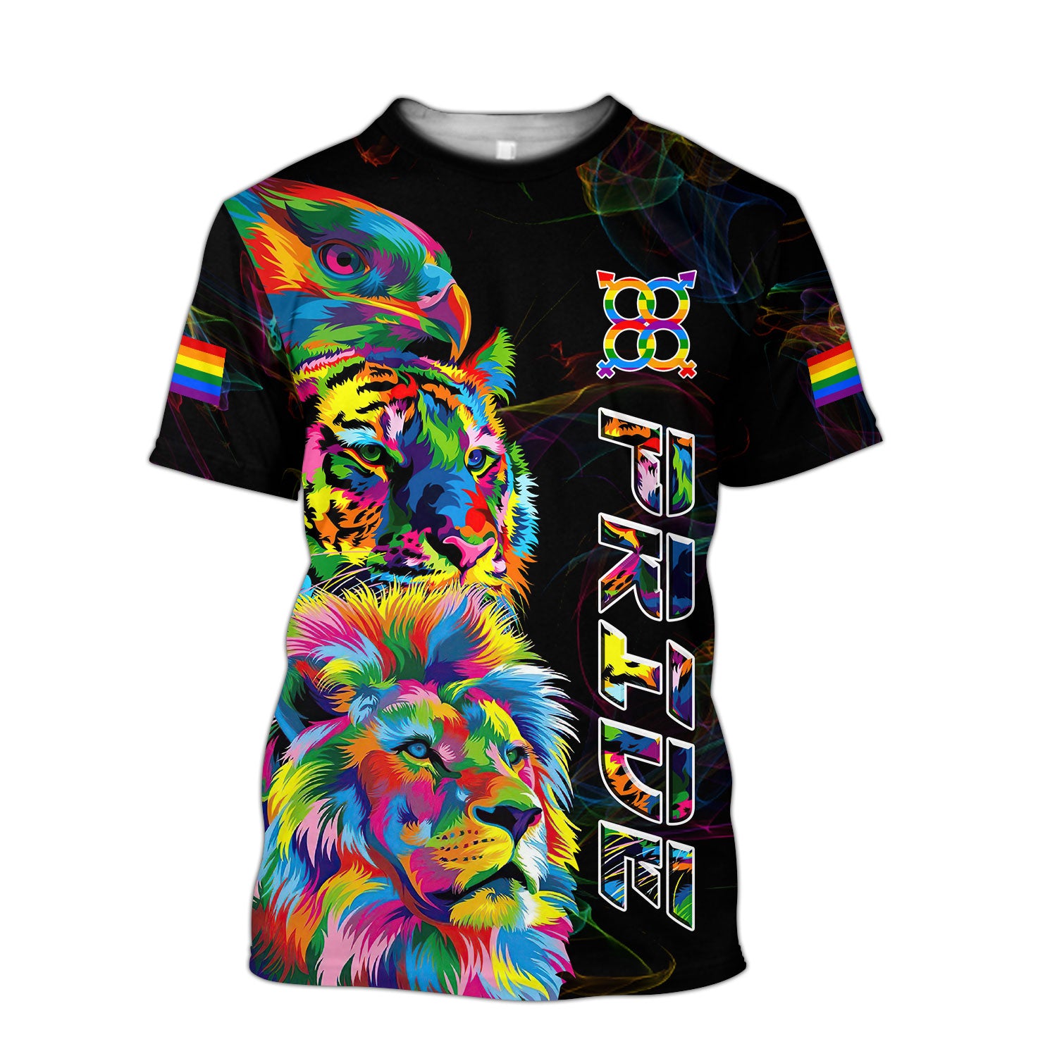 Tmarc Tee Lgbt Pride Eagle Tiger Lion Smoke All Over Printed Hoodie