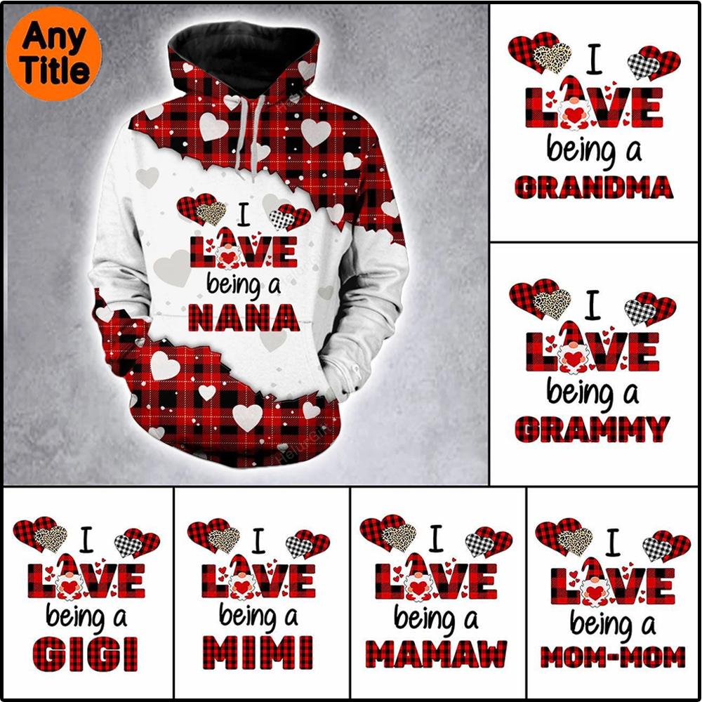 Personalized I Love Being A Nana Leopard Red Buffalo Hoodie, T-shirt, Sweater All Over Print