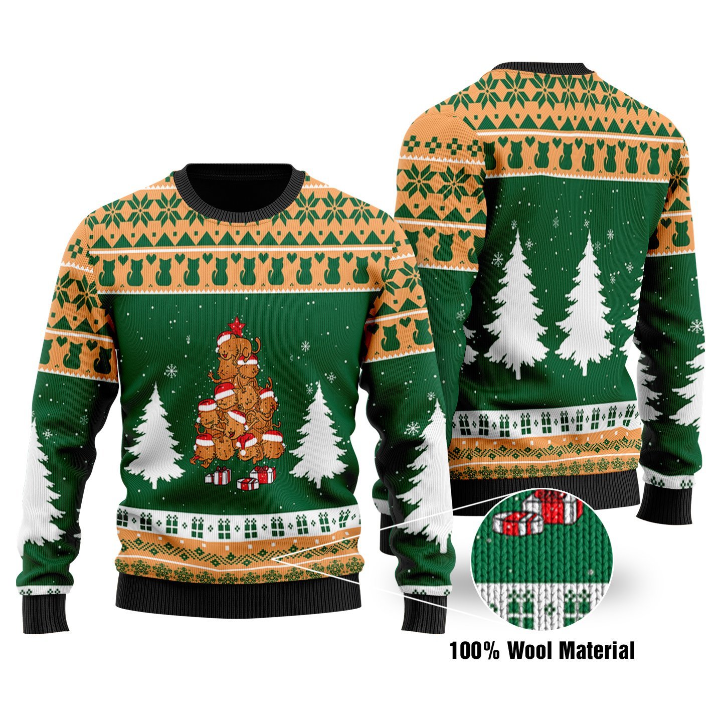 The Christmas Cats Tree Christmas Ugly Sweater | Unisex | Full Size | Adult | Colorful | US1655