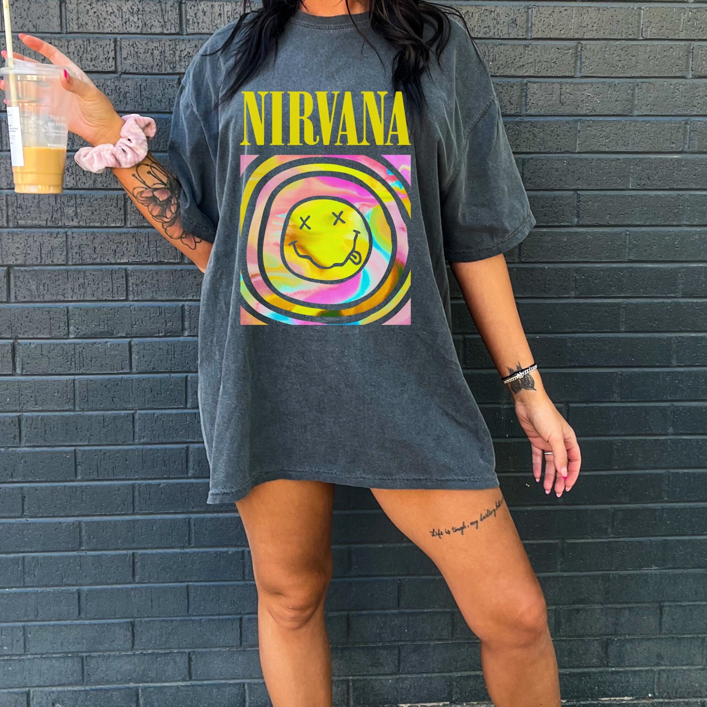 Nirvana Shirt, Nirvana, Grunge, Nirvana TShirt, Nirvana Tee, Nirvana Smiley Face, Nirvana 90s Shirt, Vintage Style Nirvana Shirt, Vintage