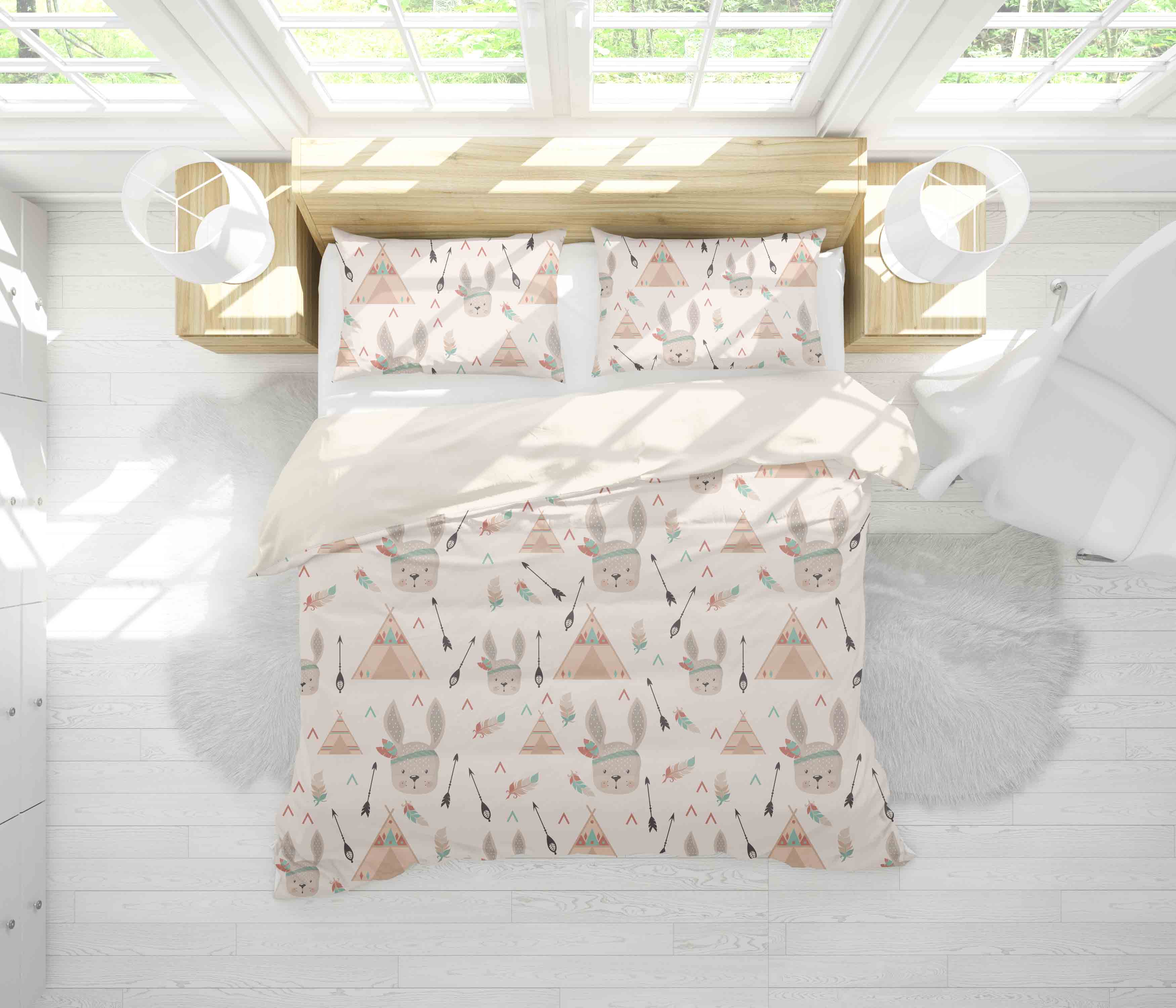 3D Cartoon Arrow Tent Rabbit Quilt Cover Set Bedding Set Pillowcases 24