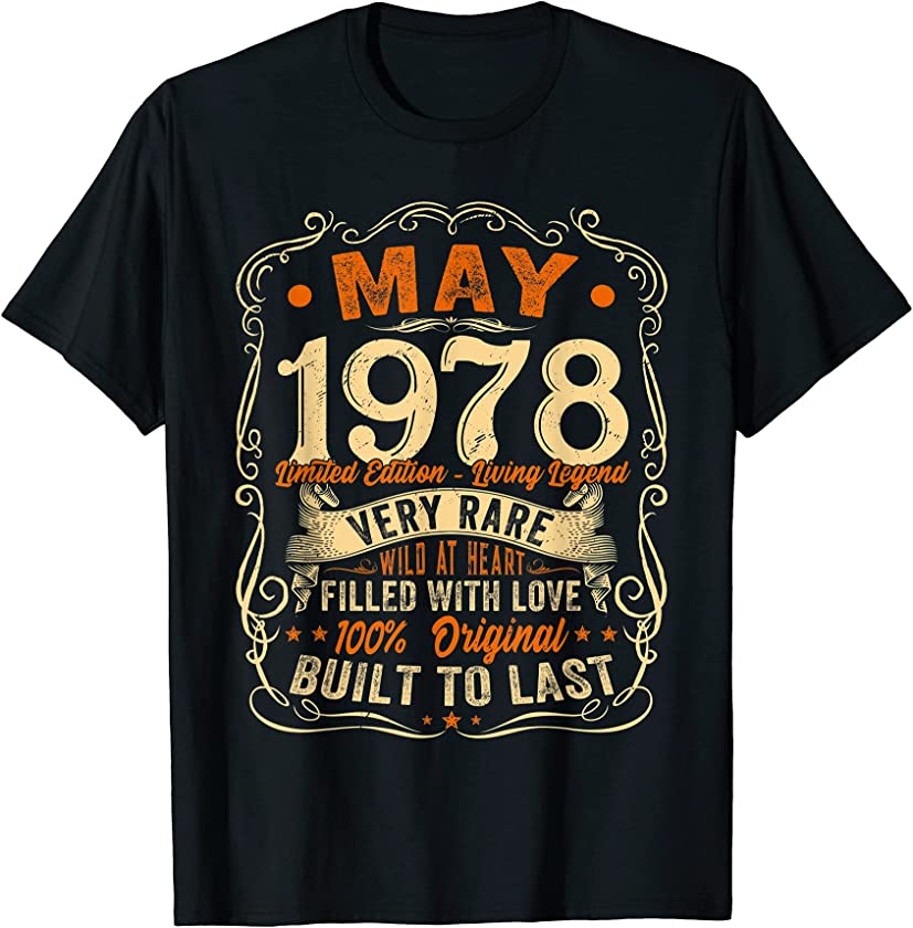 43rd Birthday Decoration 43 Years Old Retro Vintage May 1978 T-Shirt