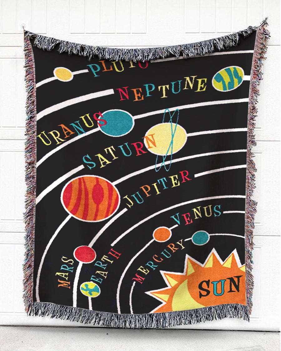 Woven Throw For Kids Birthday Gift, The Solar System, Cotton Blanket