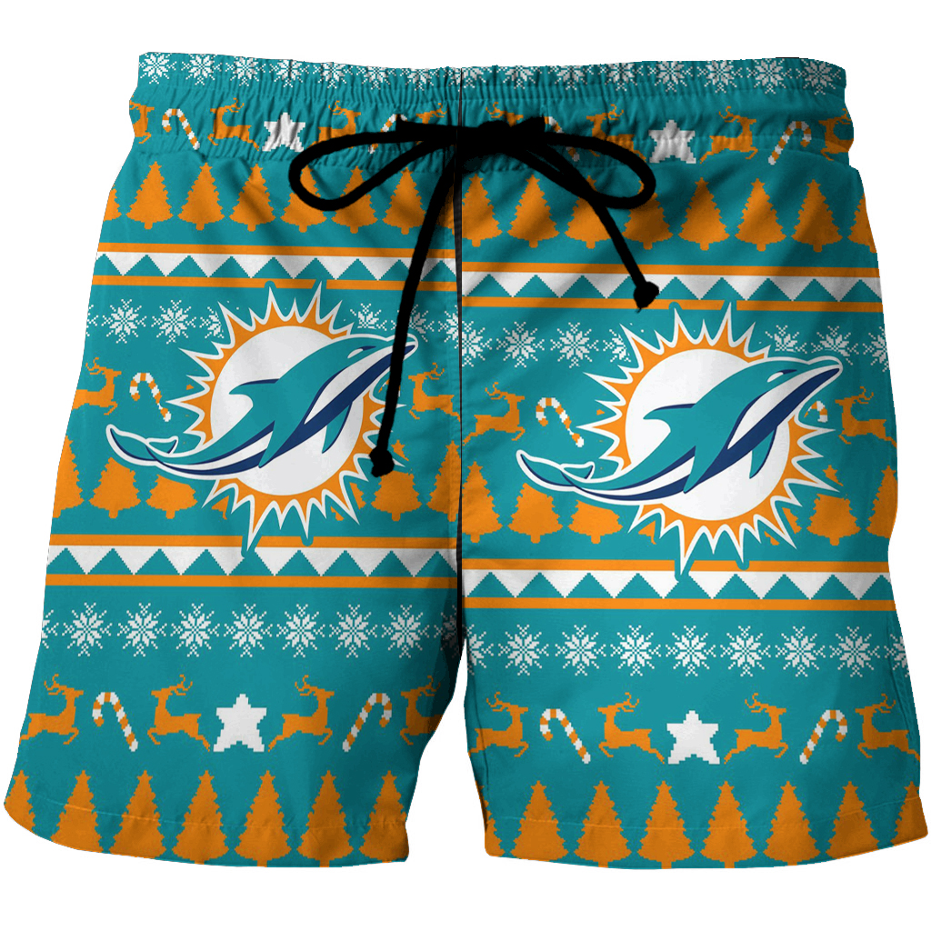 Miami Dolphins Logo Pattern 3D All Over Print Summer Beach Hawaiian Short