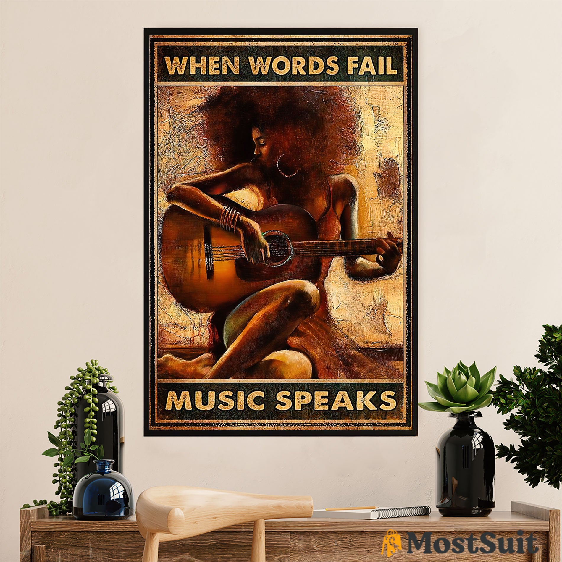 African American Afro Poster | Gift For Black Girl | Juneteenth Day Room Wall Art – Loves Music Vintage