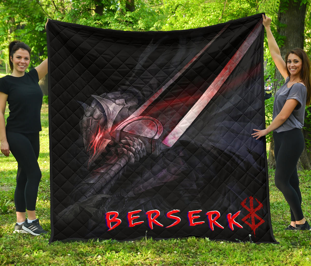 Berserk Anime Premium Quilt – Guts Armor Armadura With Sword Artwork Red Highlight Quilt Blanket