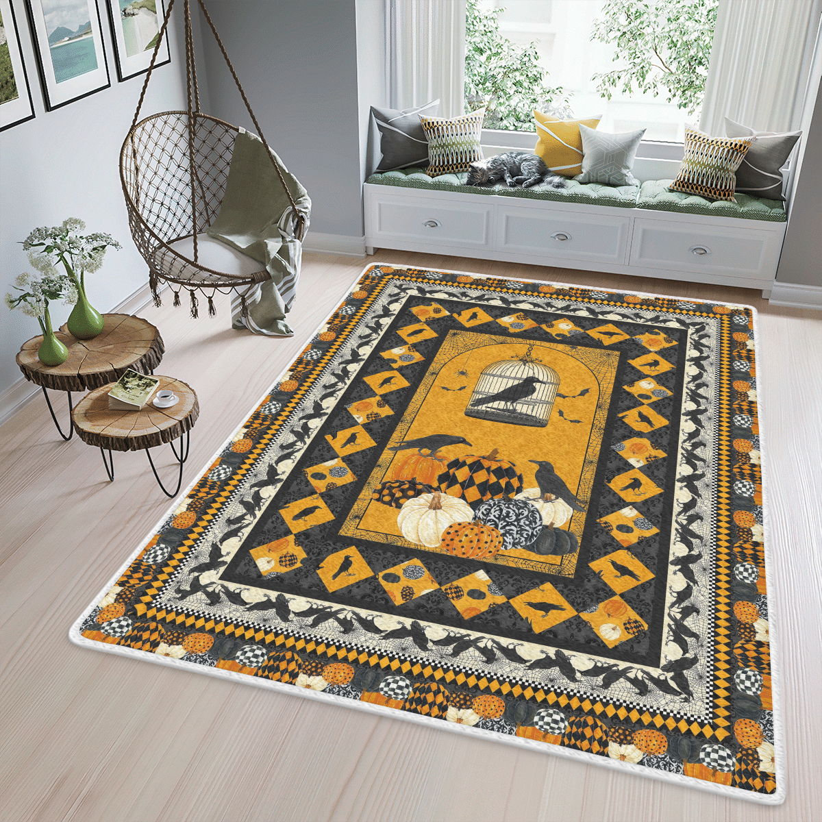 Wooni Halloween Raven Area Rug Wn081152