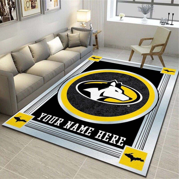 Michigan Tech Huskies Personalized Rug, Living Room Bedroom Carpet, Customized Floor Decor