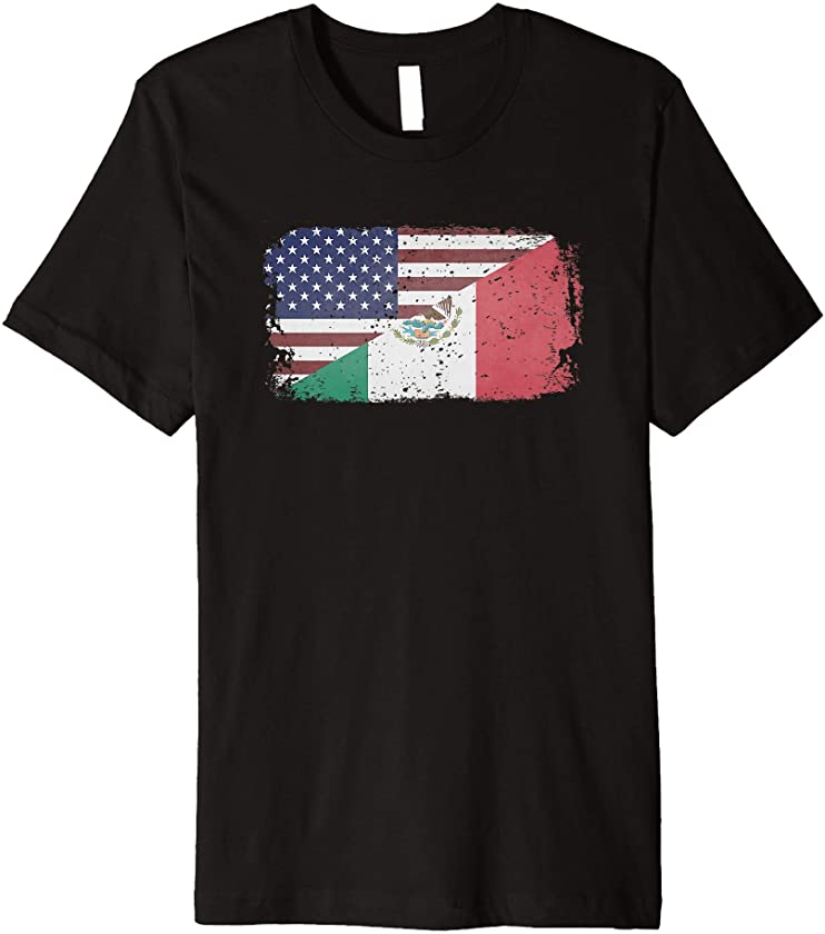 America USA Mexican Flag United States Mexico Ancestry Pride Premium T-Shirt