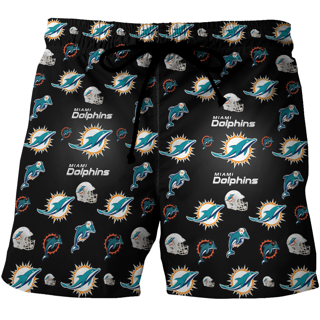 Miami Dolphins Logo Pattern 1 3D All Over Print Summer Beach Hawaiian Short