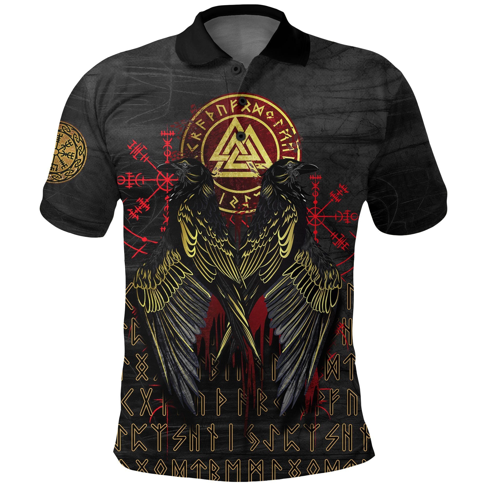 Viking Polo Shirt – Vikings Valknut And Ravens Tattoo – Vergors Store