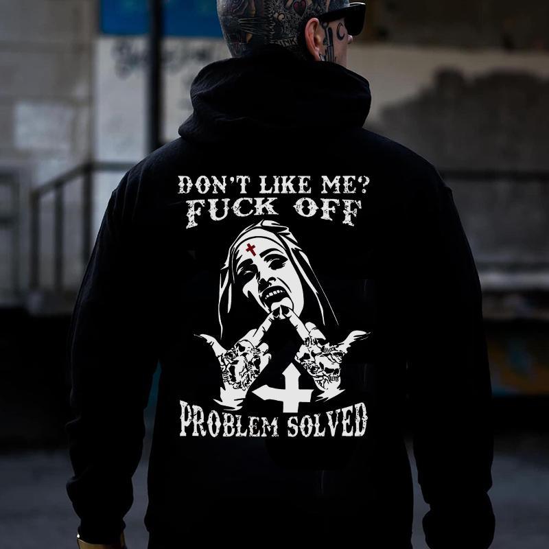 DON’T LIKE ME OFF Nun Black Print Hoodie