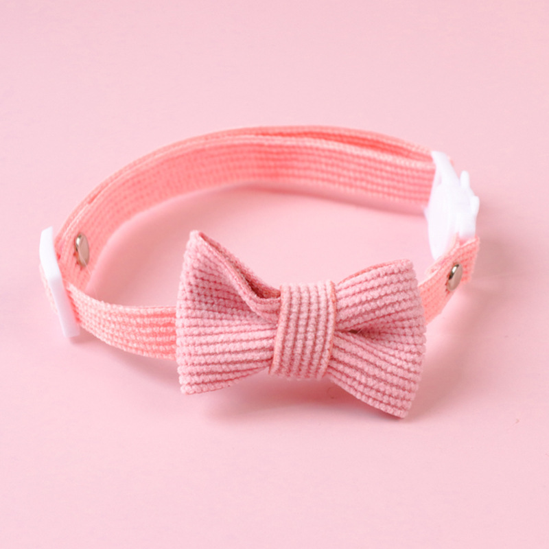 4 Colors Velvet Cat Bow Collar Safety Buckle Pet Dog Puppy Necklace Bow Tie Warm Soft Kitten Adustable Silent Collars Supplier alx