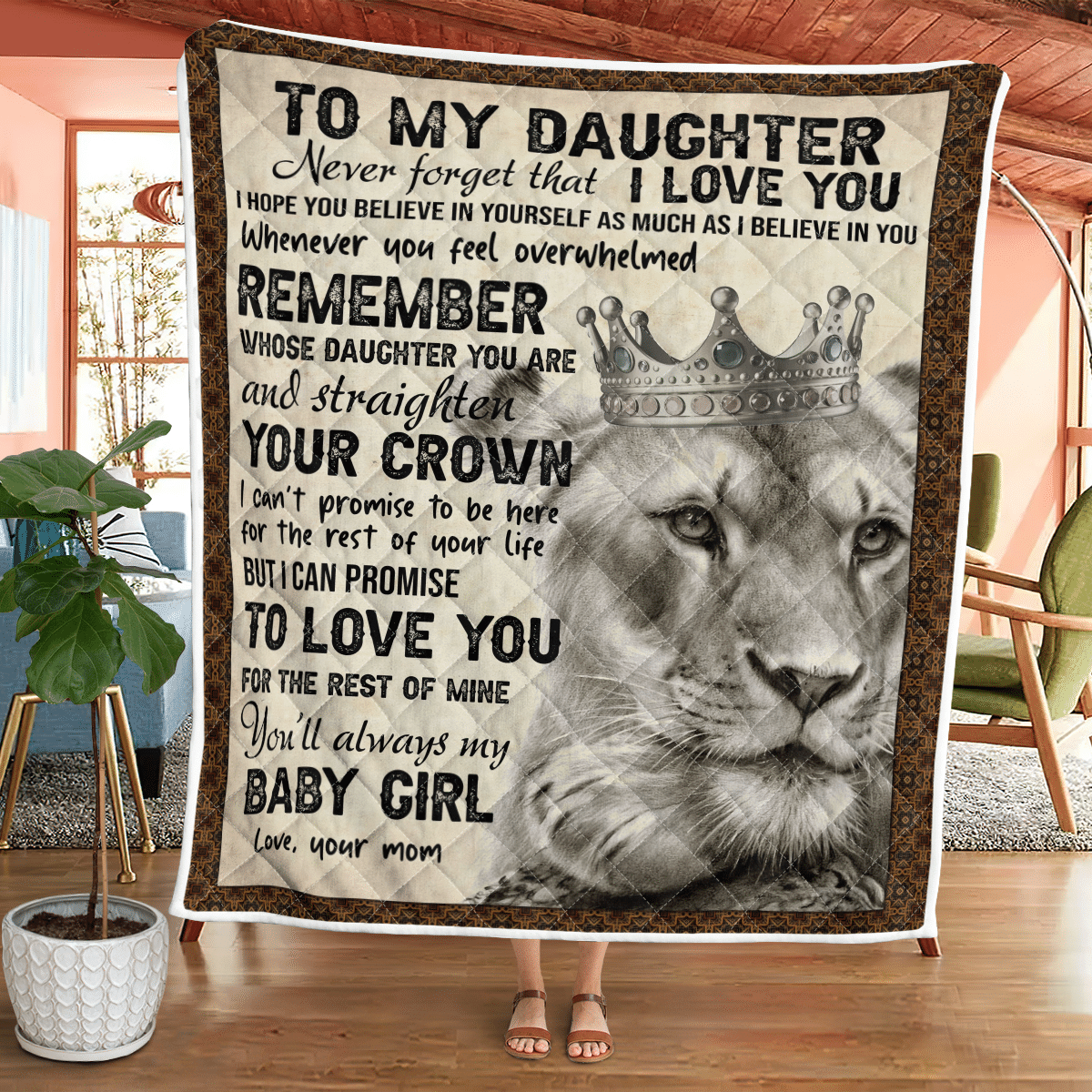 To My Daughter, I Love You – Lion Quilt Wq080322136