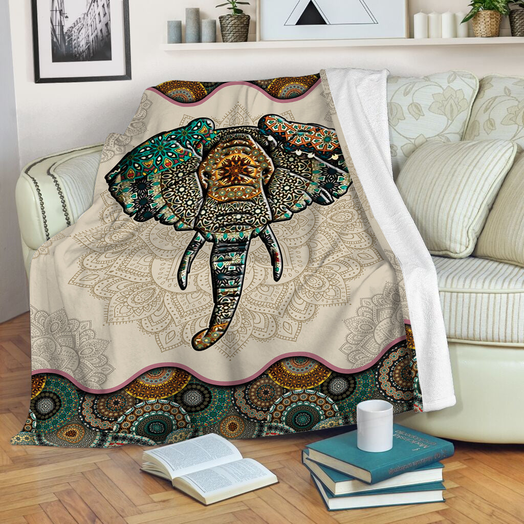 Elephant Vintage Mandala Fleece Throw Blanket – Weighted Blanket To Sleep  – Best Blanket For All Seasons