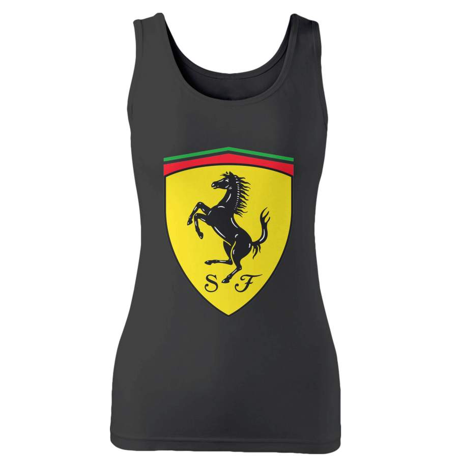 Ferrari Black Prancing Horse Shield Logo Woman’s Tank Top