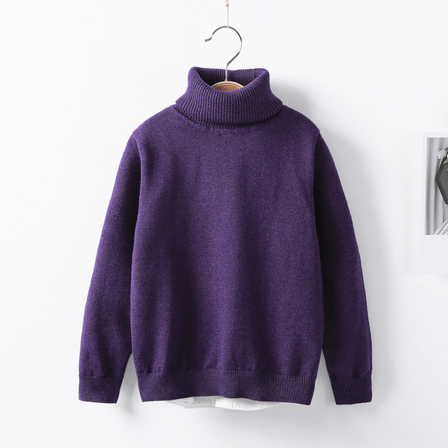 Children Sweaters Autumn Winter Turtleneck Baby Kids Clothing Plus Velvet Bottoming Sweater Korean Baby Boys Warm Sweaters 3-10Y alx