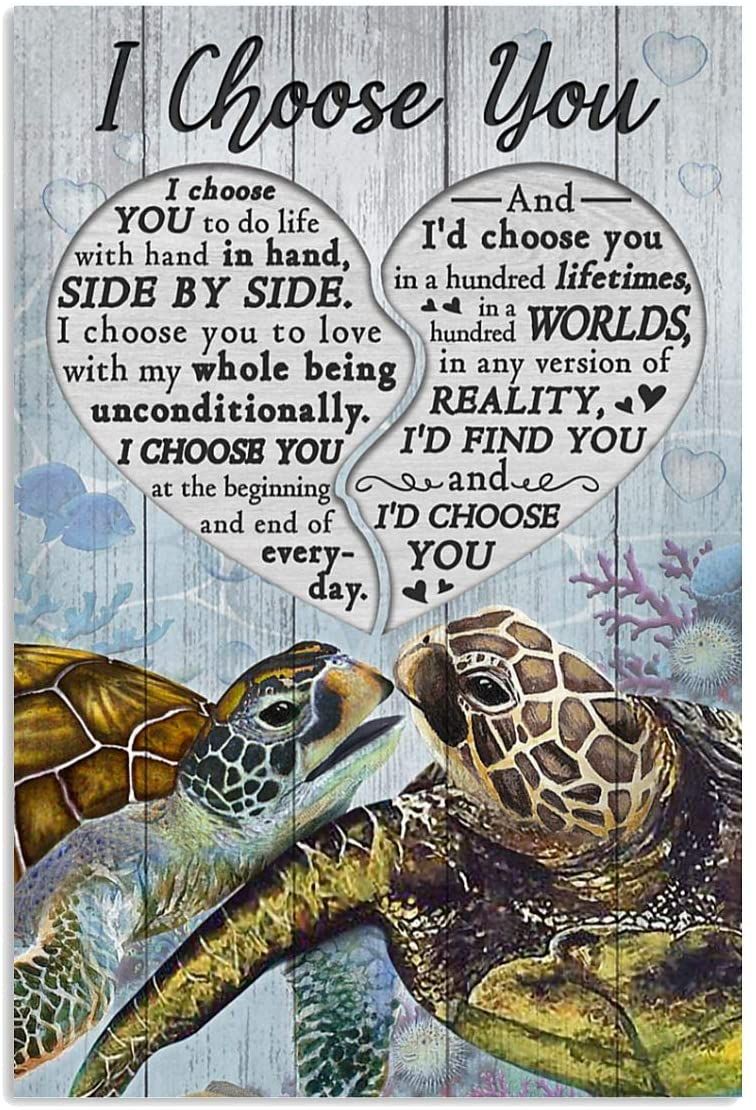 Wall Arts Sea Turtle I Choose You Pallet Turtle Lover Turtle Poster Print Unframed Poster Gifts For Birthday, Christmas, Home Decor