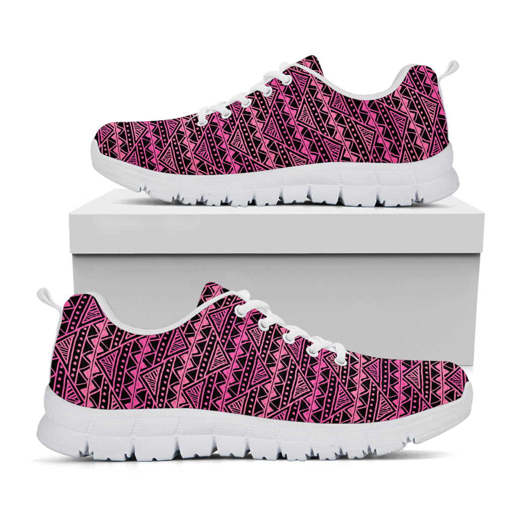 Pink African Ethnic Pattern Print White Sneakers