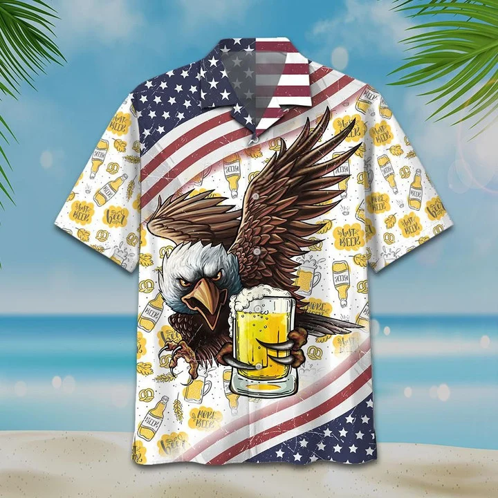 Eagle Glasses Tasty Beer Pattern Hawaii Shirt Ha60656