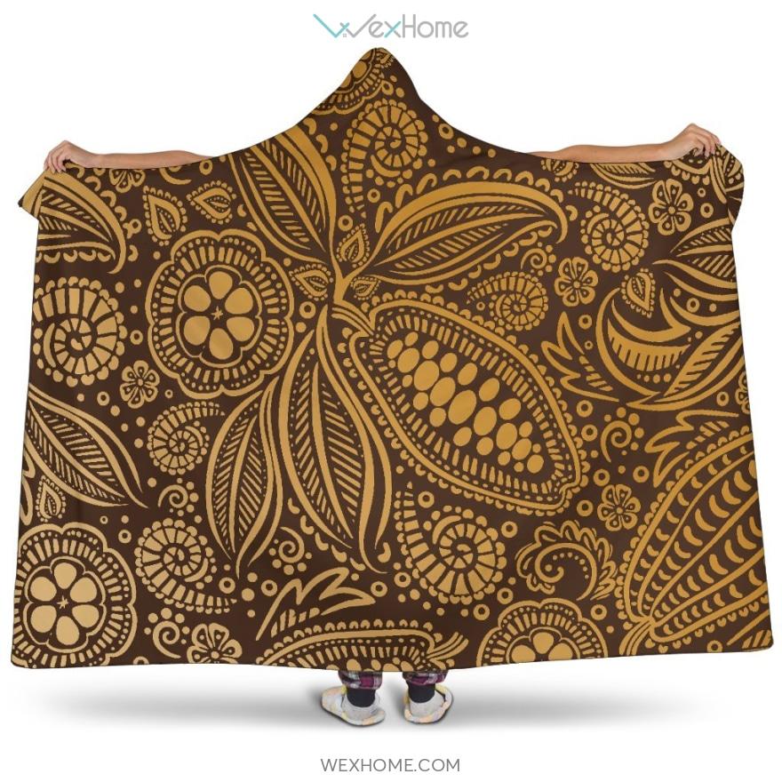 Cocoa Beans Tribal Polynesian Pattern Background Hooded Blanket