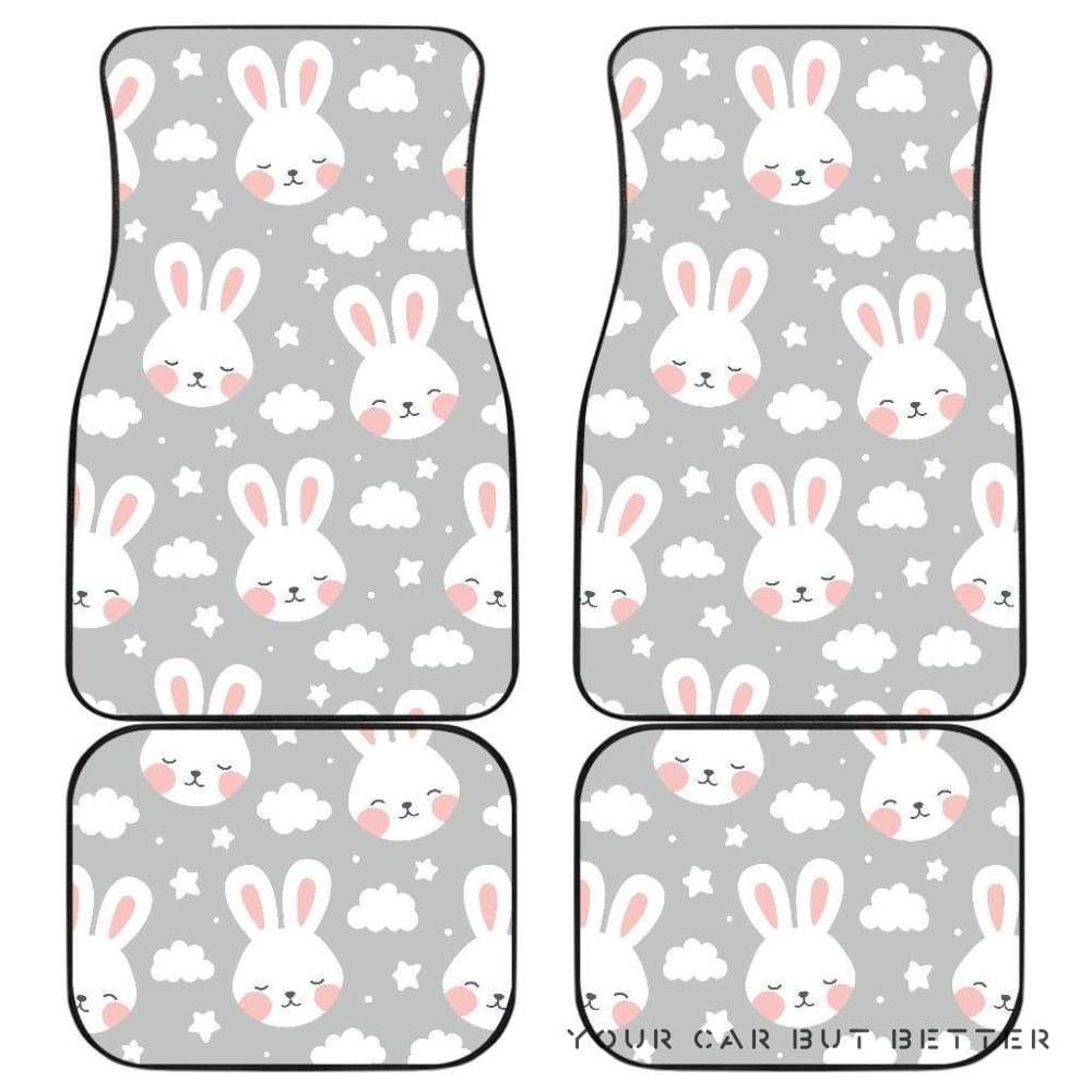 Rabbit Cloud Pattern Front And Back Car Mats 045109 Personalized Car Seat Floor Mat Custom Print