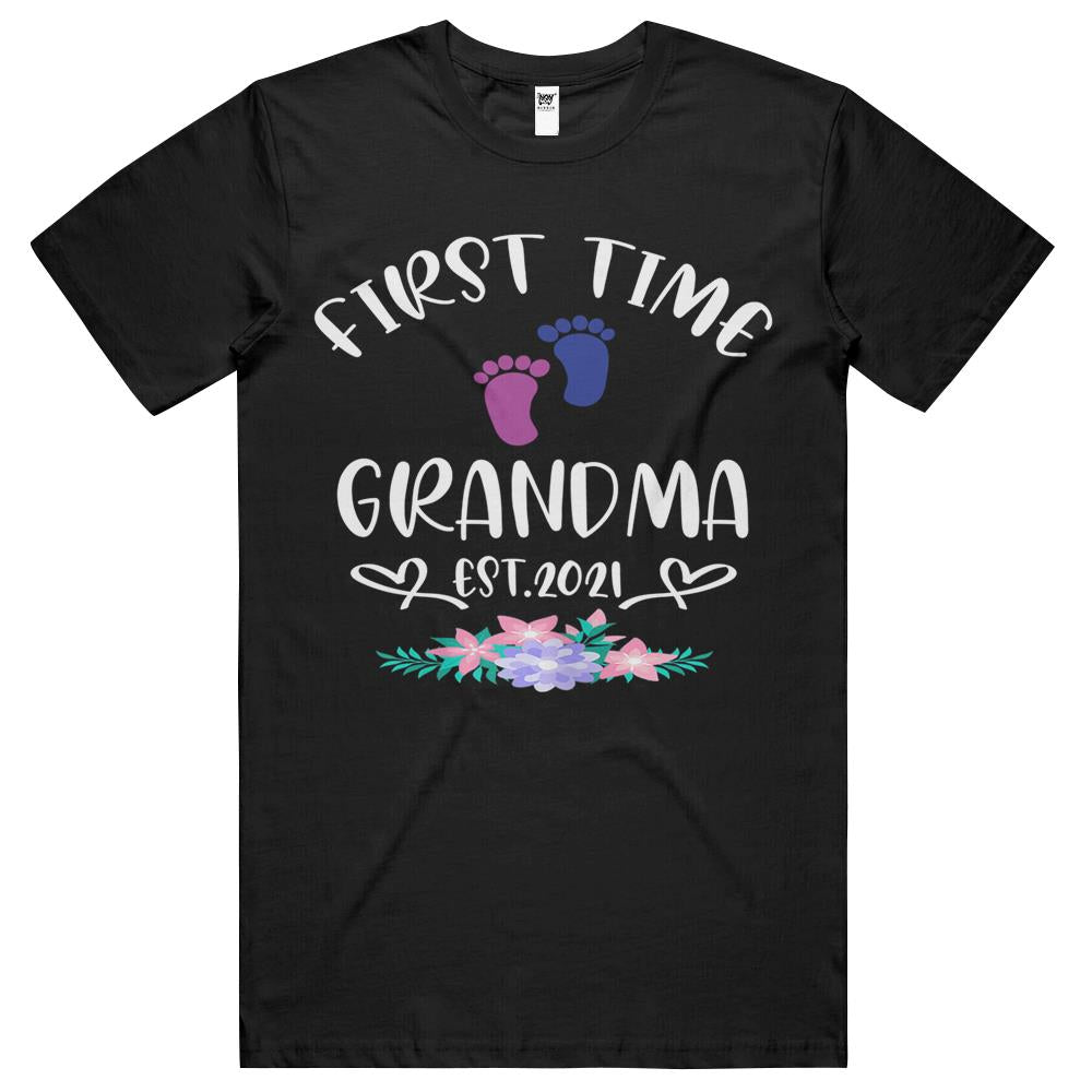 Womens First Time Grandma Shirt Promoted To Grandma Est 2021 T Shirts