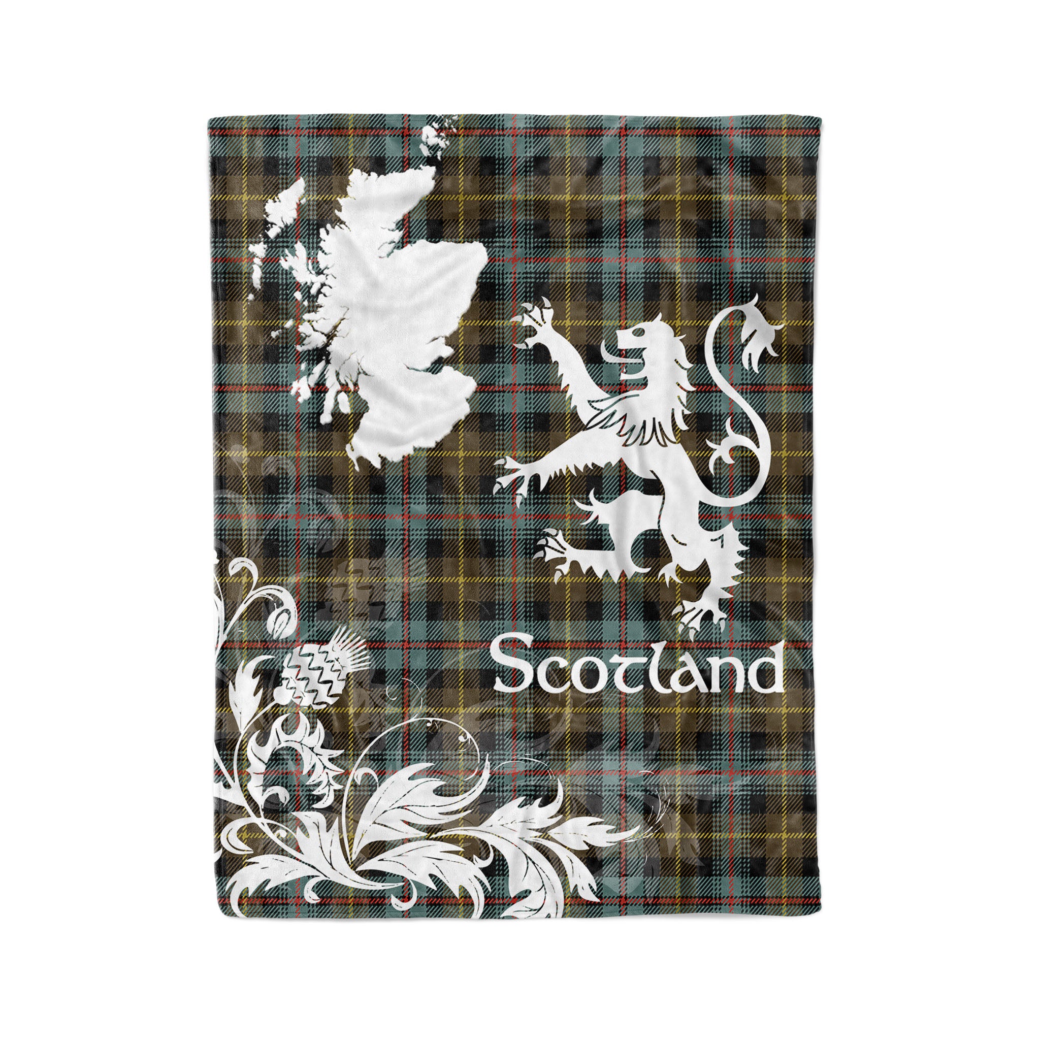 Tartan Plaid Fleece Blanket Tartan Blanket Thistle And Lion Scottish Clan Farquharson Weathered Plaid Blanket